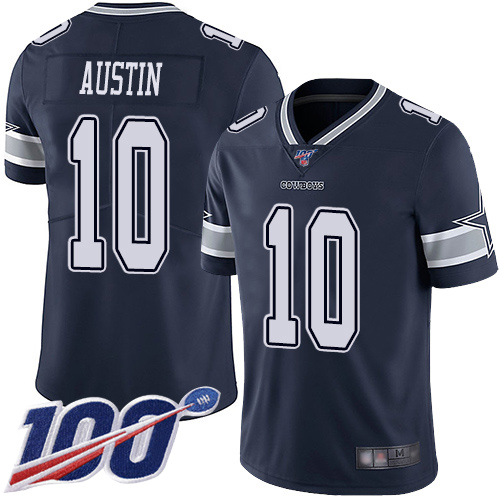 Men Dallas Cowboys Limited Navy Blue Tavon Austin Home #10 100th Season Vapor Untouchable NFL Jersey